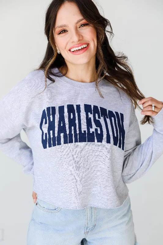 Great Deals Heather Grey Charleston Cropped Sweatshirt