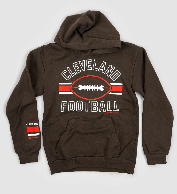 Special Promotion Brown Cleveland Football Stripes Hooded Sweatshirt