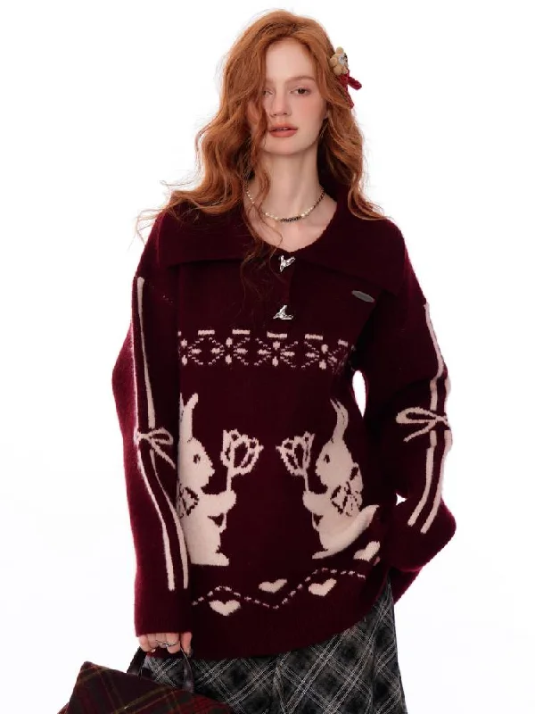 Great Deals Retro style bunny sweater【s0000011040】