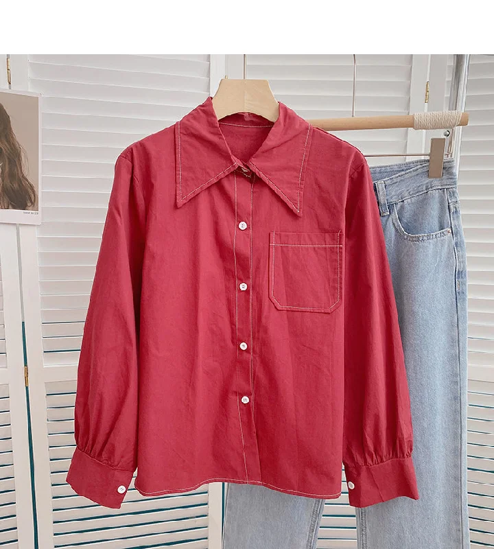 Special Savings Korean slim retro design open line Lapel top  6383