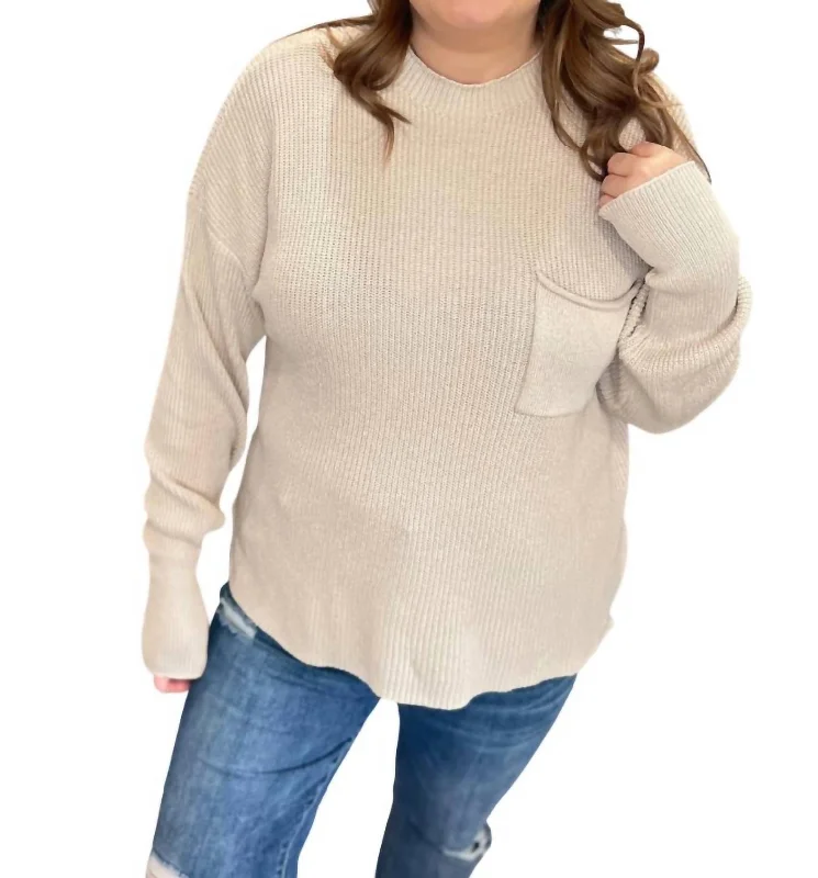 Weekend Discounts to Love Essential Mock Neck Sweater In Beige