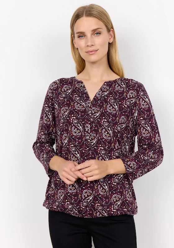 Weekend Bargains to Celebrate Soyaconcept Felicity Paisley Print Top, Wine Multi