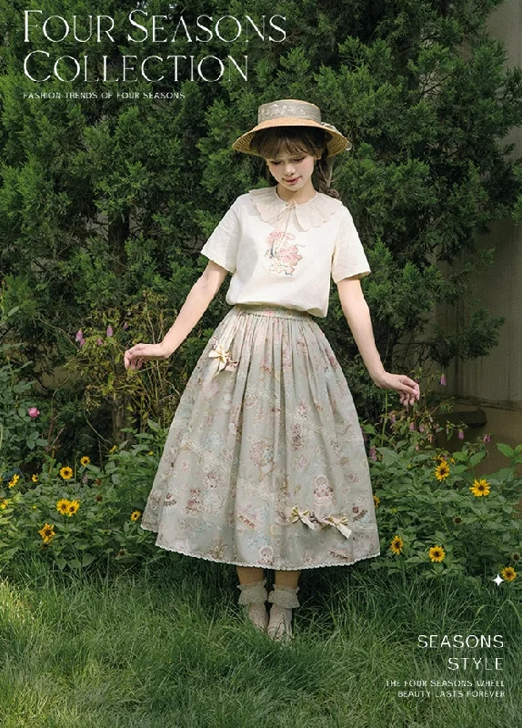 (BFM)NyaNya~Four Seasons Collection~Sweet Lolita T-shirt Summer Loose Fit Embroidered T-shirt