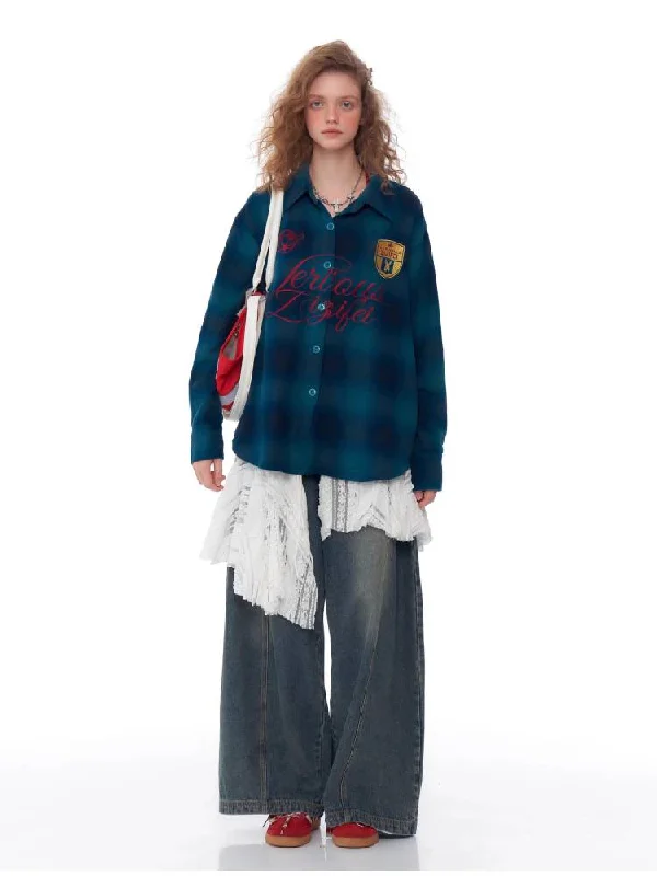 Weekend Bargains to Snag Retro plaid long sleeve shirt【s0000011042】
