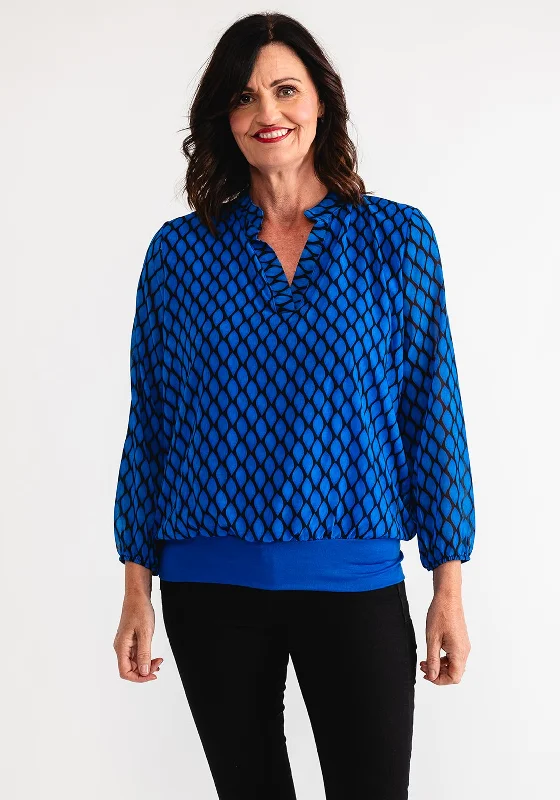 Limited Availability Kate and Pippa Bella Printed Blouse, Blue