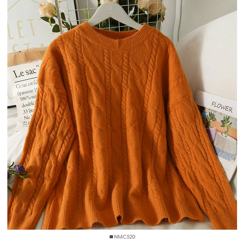 Weekend Deals That Sizzle Sweater women's Hemp pattern loose and thin long sleeve Pullover Top 1985 Weekend Deals That Sizzle Sweater women's Hemp pattern loose and thin long sleeve Pullover Top 1985