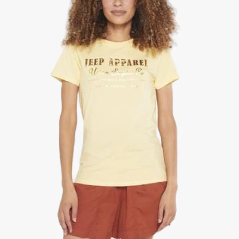 Weekend Bargains to Cherish Jeep Womens Logo Foil Short Sleeve Tee Pale Banana