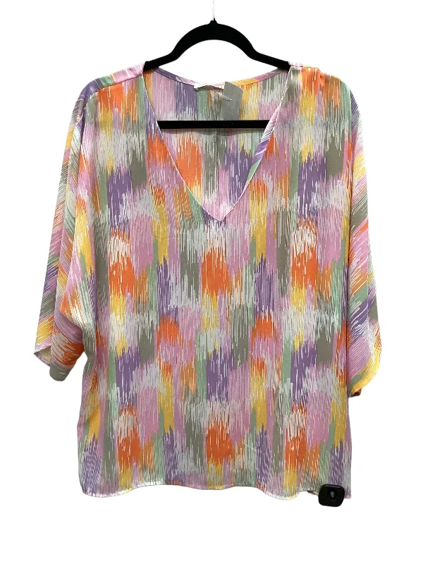 Multi-colored Top Short Sleeve Clothes Mentor, Size M