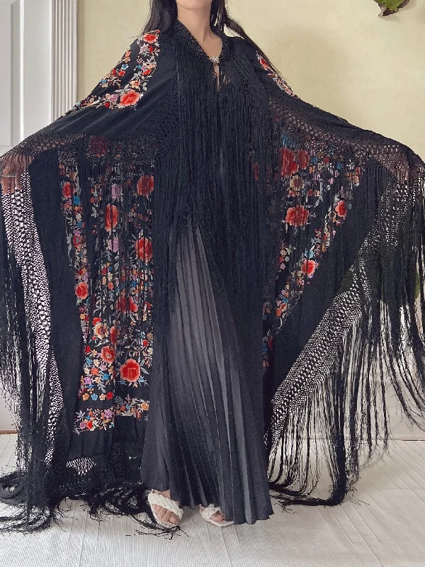 Weekend Deals That Please Antique Silk Embroidered Shawl - OSFA