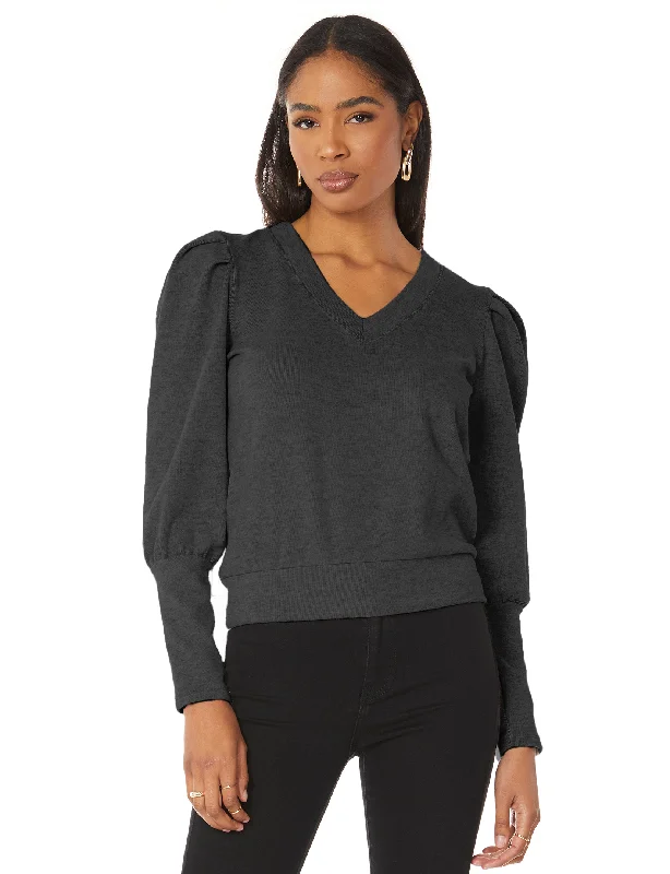 Super Bargain Bella V-Neck Sweatshirt, Black