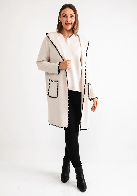 Midnight Sale Serafina Collection Scallop Trim Knit Cardigan, Cream