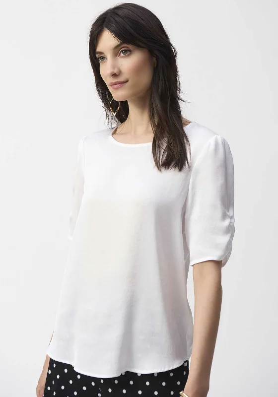 New Markdowns Joseph Ribkoff Puff Round Neck Top, White