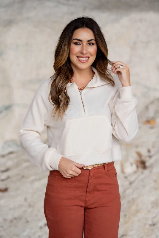 Warehouse Sale Front Pocket Quarter Zip Pullover