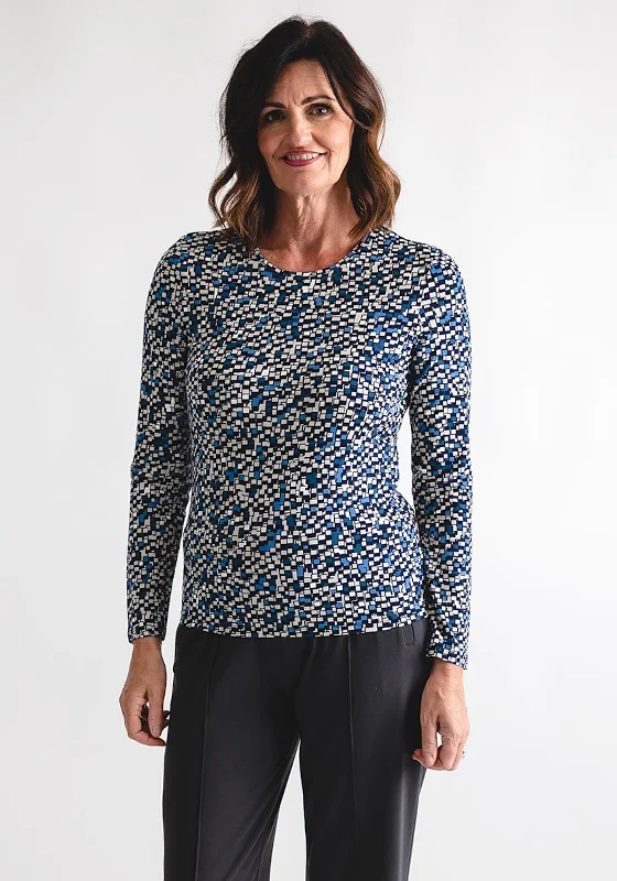 Last Chance Barbara Lebek Geometric Print Top, Navy Multi