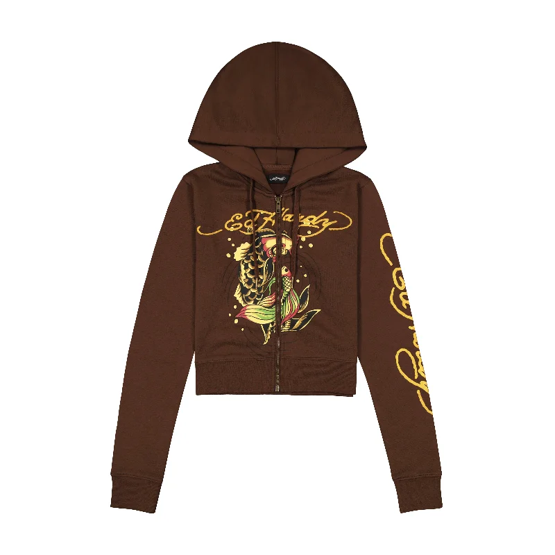 Take Action Koi Fish Cropped Hoodie