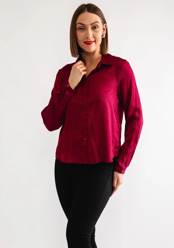 Today’s Special Vero Moda Thea Metallic Satin Blouse, Wine