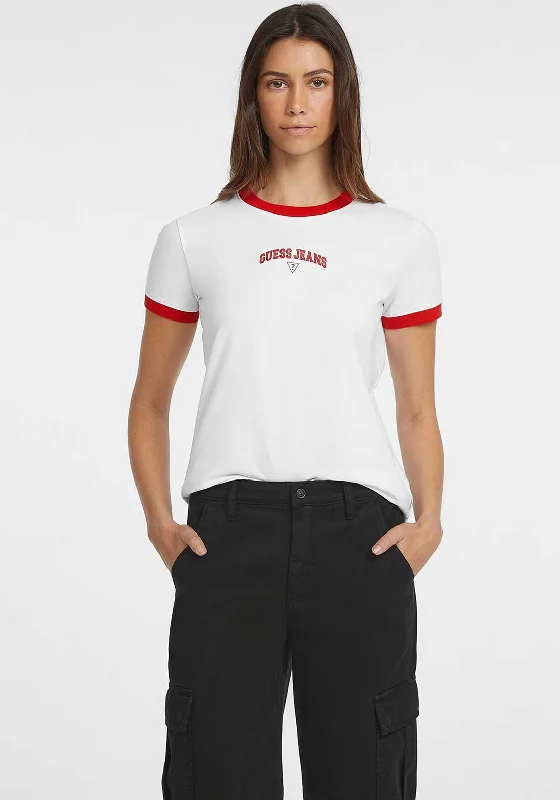 Special Offer Guess Jeans Womens Classic Signature T-Shirt, White