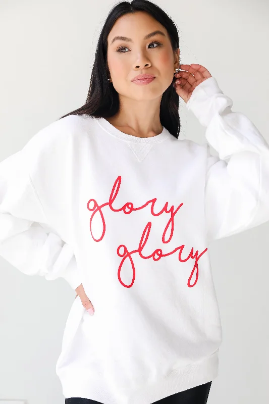 Special Price White Glory Glory Script Sweatshirt