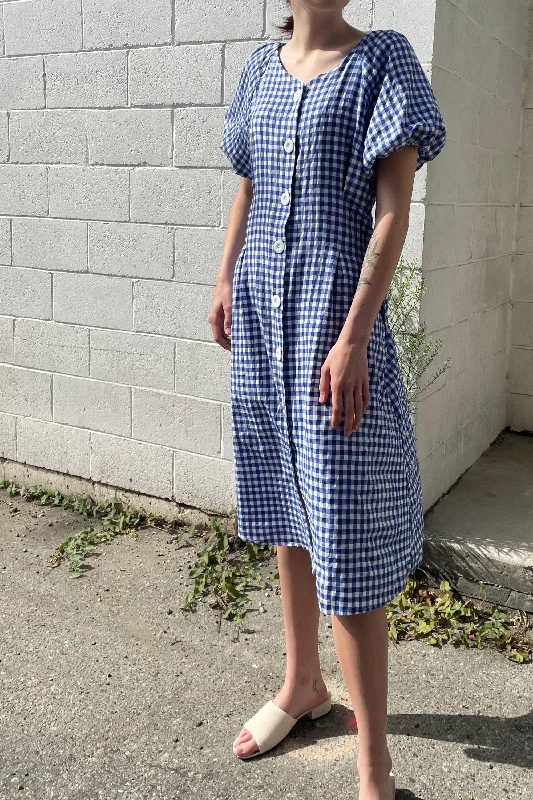 Steals and Deals GINGHAM BUTTON UP DRESS