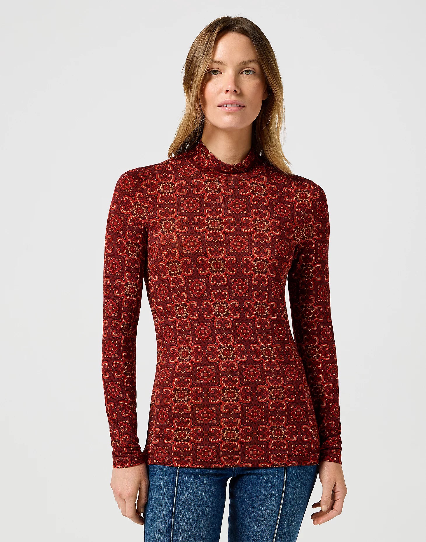 Mockneck Top in Retro Crosstitch