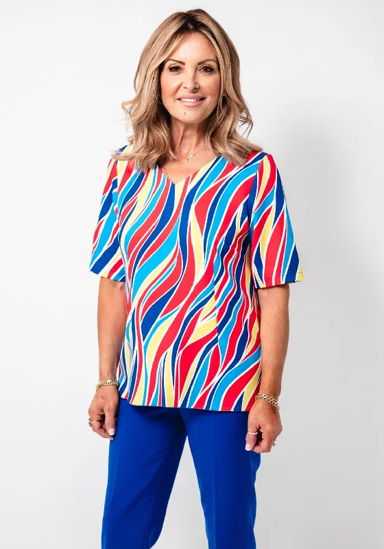 Overstock Avalon Abstract Print Short Sleeve Top, Multicoloured