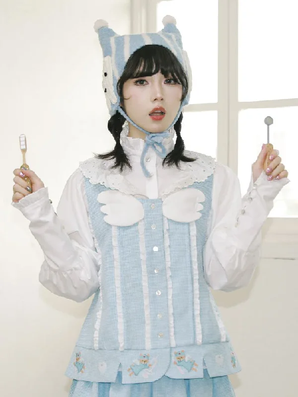Special Price Bear Cross Stitch Openwork Fairy Vest [S0000010905]