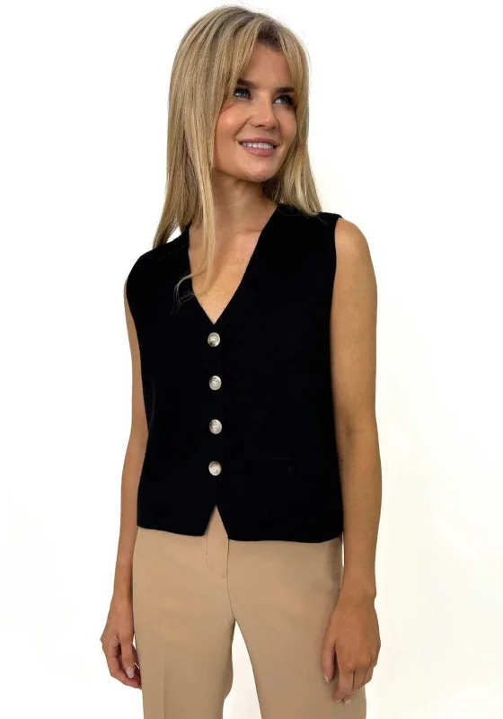 Unwind with Weekend Discounts Kate & Pippa Kelly Buttoned Knit Waistcoat, Black