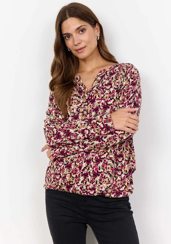 Final Offer Soyaconcept Felicity Abstract Print V Cut Top, Pink Multi