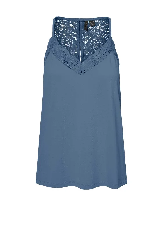 Value Deals Vero Moda Ana Lace Cami Top, Coronet Blue