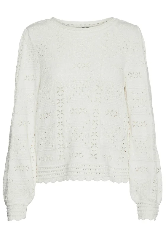 Deal Explosion Vero Moda Jayla Round Neck Knit Sweater, Snow White