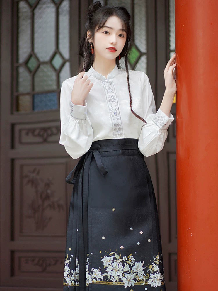 (BFM)Meiyimeng~Han Lolita Shirt Stand Collar Puff Sleeve Blouse