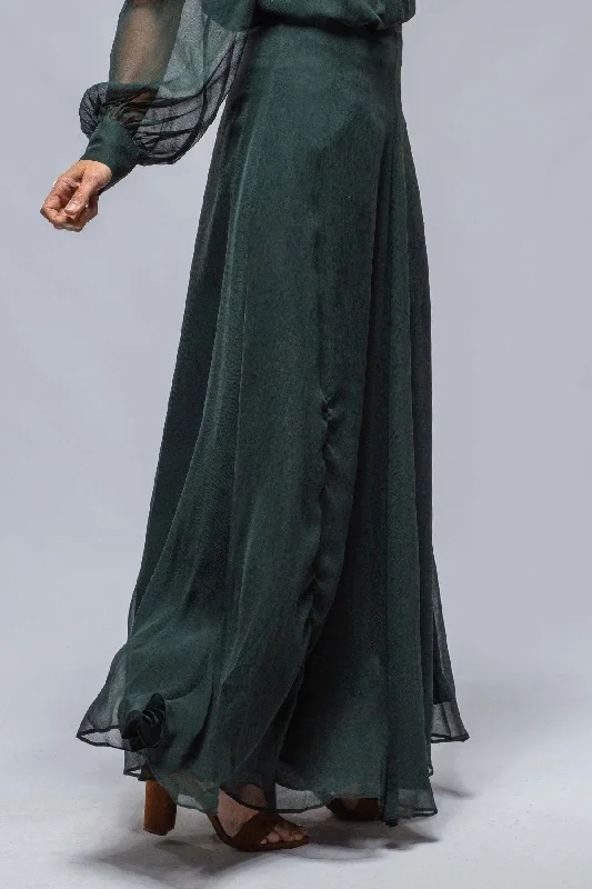Weekend Savings Extravaganza Sylvita Dbl Layer Silk Crinkle Chiffon Skirt In Forest