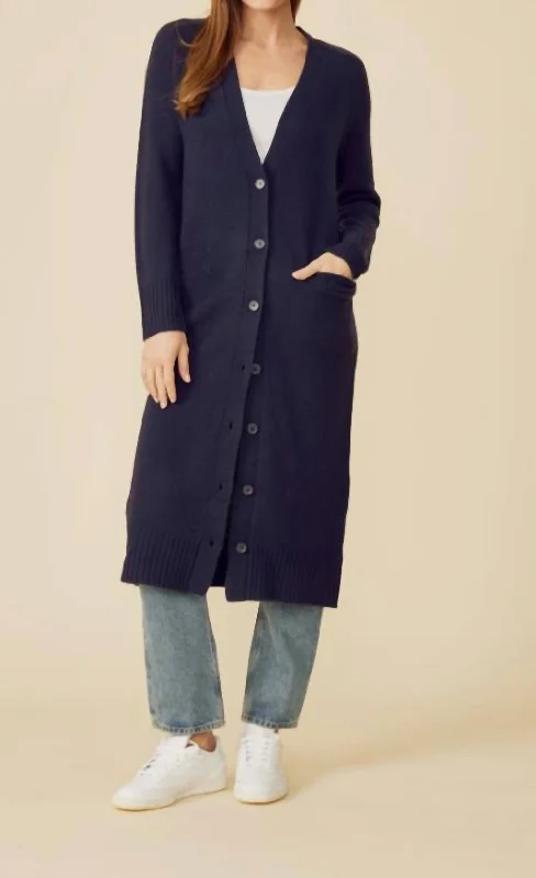 Overstock Sale Morgan Cashmere Duster In Navy
