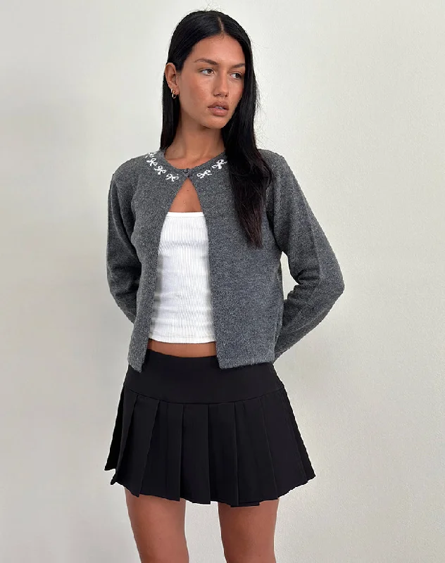 Discount Deals Wunara Cardigan in Grey with Ivory Bows