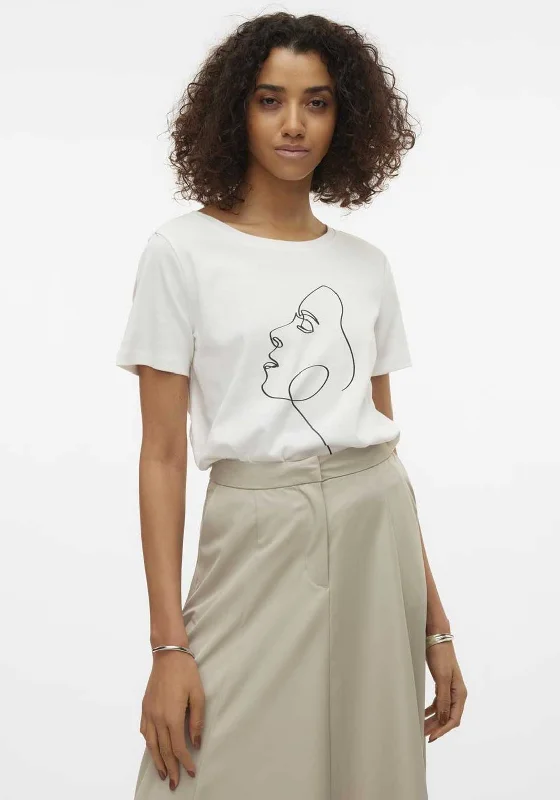 Don’t Miss Out Vero Moda Merle Outline Graphic T-Shirt, Snow White