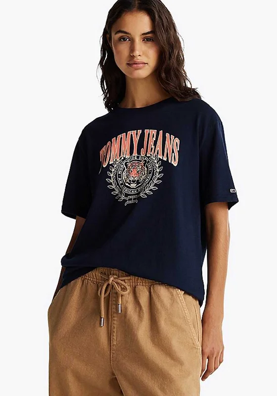 Limited Stock Tommy Jeans Tiger Varsity T Shirt, Navy