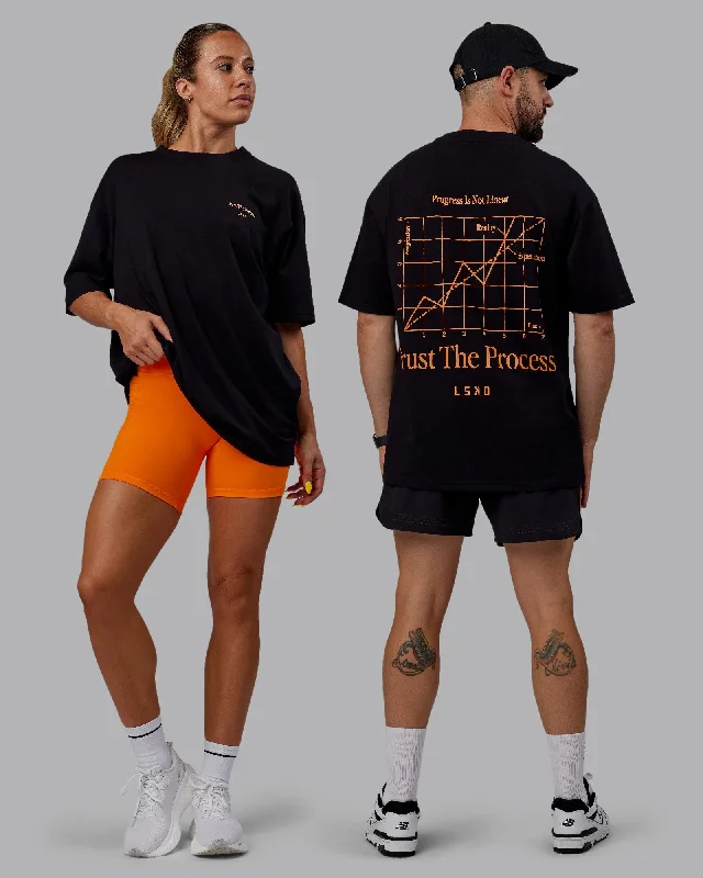 Unisex Trust The Process 2.0 FLXCotton Tee Oversize - Black-Vibrant Orange