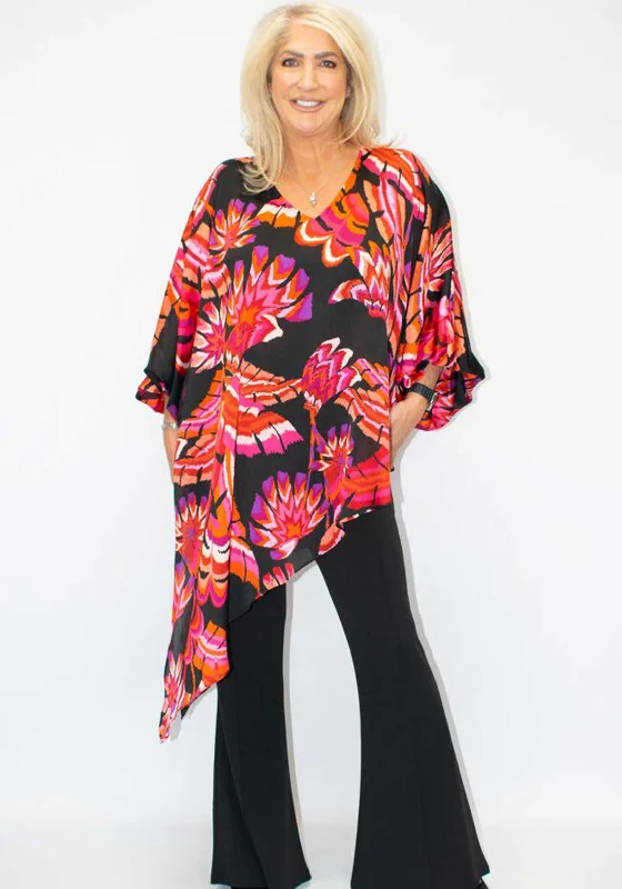 Weekend Discounts to Love Malissa J Printed Asymmetric V Neck Top, Black
