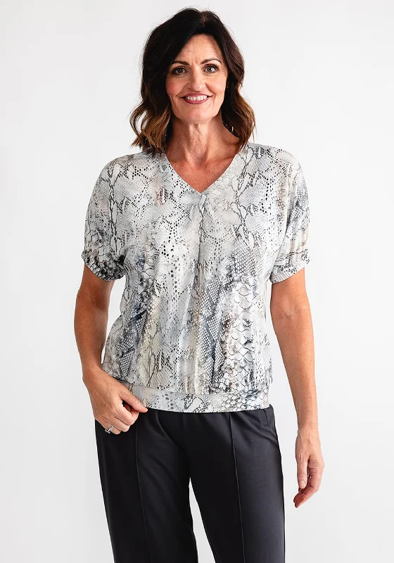 Limited Quantity Bianca Sia Snake Print Top, Beige