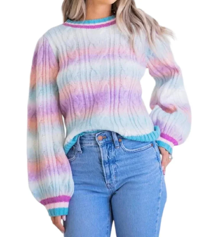 Weekend Savings Bonanza Cable Yarn Sweater In Multi Color