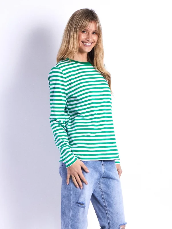 Brunswick Long Sleeves Tee - Green Stripes