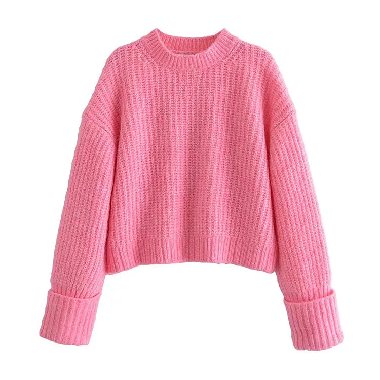 Time-Limited Offer Versatile loose spike stitch short sweater  7506