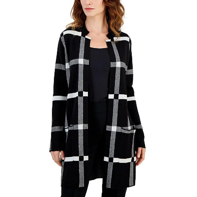 Take Advantage Petites Womens Open Front Mandarin collar Cardigan Sweater