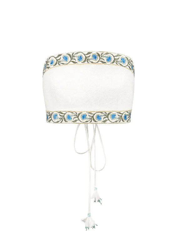 Instant Savings OTM Exclusive: Carnation Crop Top in White & Blue