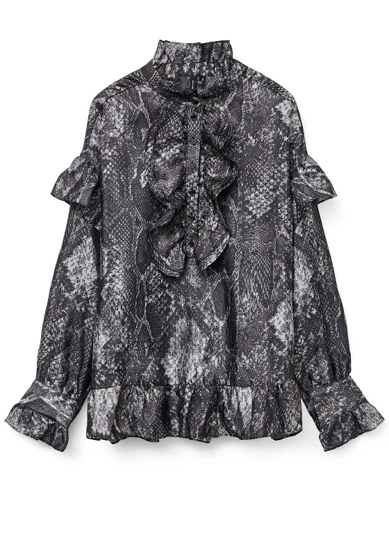 TIME-Limited Offer Vero Moda Willa Snake Print Blouse, Black