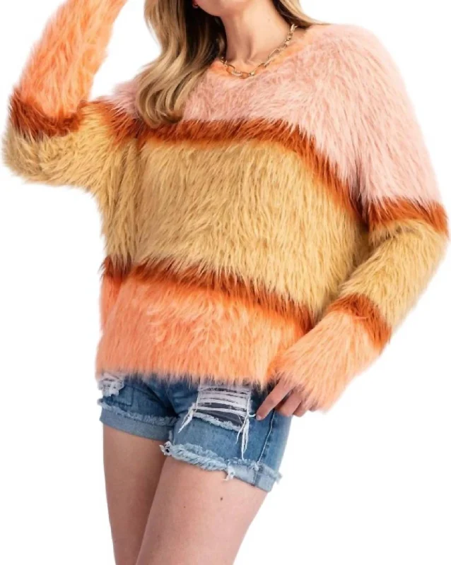 Act Now Tellie Mohair Sweater In Peach