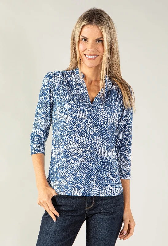 Amazing Deals Textured V Neck Polka Dot Top