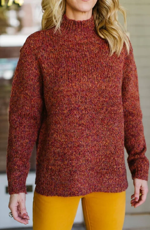 Deal Dash Mock Neck Sweater In Rust