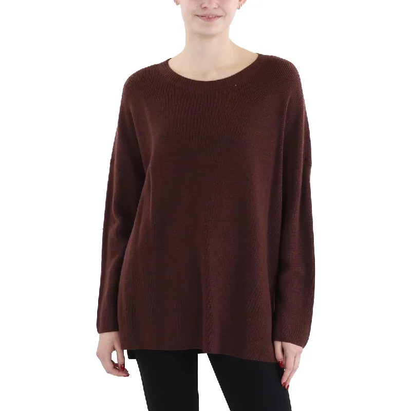 Members Only Womens Ribbed Split Hem Crewneck Sweater