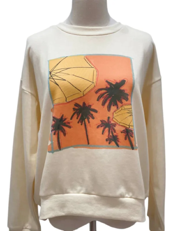 Weekend Savings Fiesta Palms Graphic Sweatshirt In Ivory